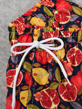 Lemon And Pomegranate Print Swim Trunks