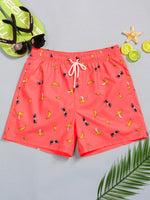 Banana Print Drawstring Waist Swim Trunks