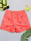 Banana Print Drawstring Waist Swim Trunks