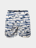 Tropical Print Drawstring Waist Swim Shorts