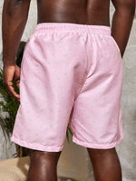 Allover Print Drawstring Swim Trunks