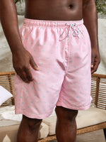 Allover Print Drawstring Swim Trunks