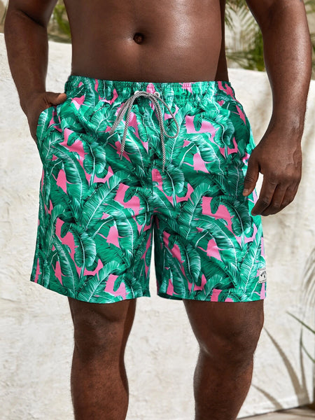 Pocket Tropical Paradise Drawstring Board Shorts
