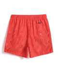 Wave Striped Patched Detail Swim Trunks