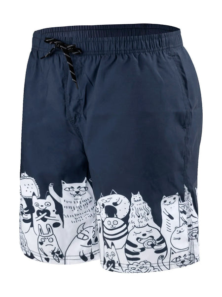 Cartoon Animals Print Swim Shorts