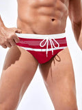 Striped Drawstring Swim Briefs