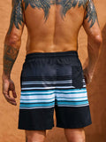 Printed Strips Beach Shorts