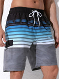 Striped Print Beach Swim Shorts