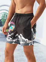 Cartoon And Letter Swim Shorts