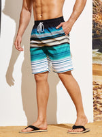 Striped Flap Detail Swim Shorts