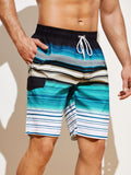 Striped Flap Detail Swim Shorts