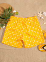 Vibrant Tropical Allover Print Drawstring Waist Swim Trunks