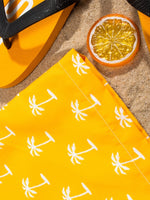 Coconut Tree Print Drawstring Beach Shorts