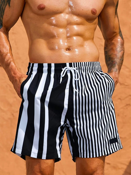 Striped Patterned Drawstring Swim Shorts