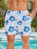 Floral Drawstring Waist Swim Trunks