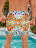 Stylish Floral Print Drawstring Swim Trunks