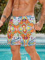 Stylish Floral Print Drawstring Swim Trunks