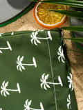 Vibrant Tropical Allover Print Drawstring Waist Swim Trunks