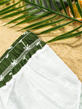 Coconut Tree Print Drawstring Beach Shorts