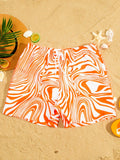 Full Print Drawstring Swim Trunks