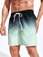 Striped Print Flap Pocket Swim Shorts