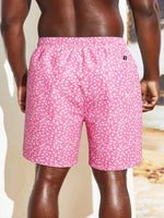 Drawstring Waist Patched Detail Swim Trunks