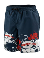 Cartoon Bear Print Swim Trunks