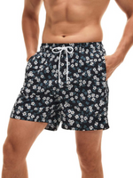 Floral Print Letter Drawstring Swim Trunks