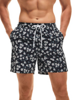 Floral Print Letter Drawstring Swim Trunks