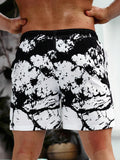 Graphic Print Drawstring Waist Swim Trunks