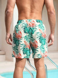 All Over Print Drawstring Waist Swim Shorts