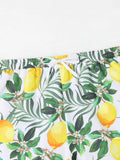 Lemon Print Drawstring  Swim Trunks