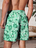 Non Stretch Drawstring Floral Shorts With Pocket