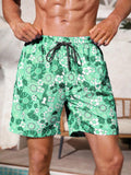 Non Stretch Drawstring Floral Shorts With Pocket