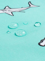 Shark Print Drawstring Waist Swim Trunks With Pocket
