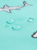 Shark Print Drawstring Waist Swim Trunks With Pocket