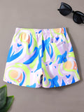 Drawstring Waist Printed Swim Trunks