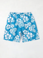 Tropical Print Swim Trunks