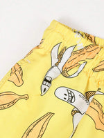 Banana Print Drawstring Waist Swim Shorts