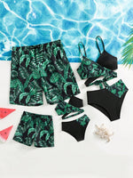 Tropical Print Swim Drawstring Trunks