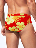 Tropical Print Drawstring Fabric Waist Swim Brief