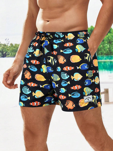 Fish Printed Swim Trunks