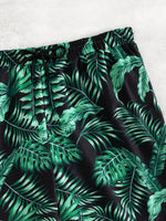 Tropical Print Swim Drawstring Trunks