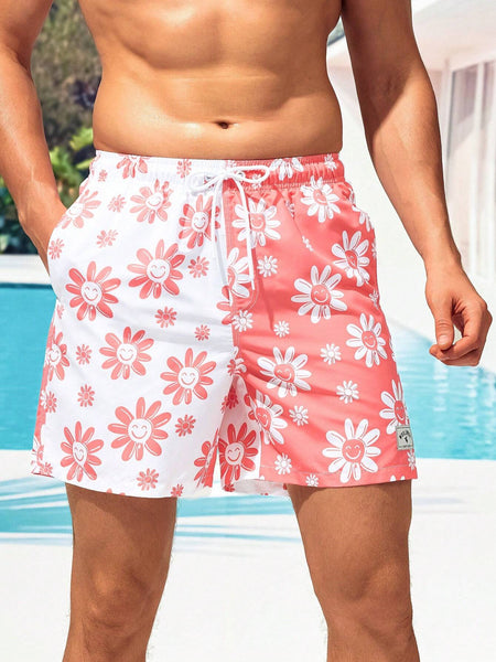 Allover Flower Print Beach Shorts