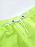 Plain Solid Drawstring Swim Trunks