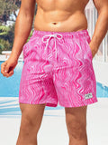 Striped Patched Waist Swim Trunks