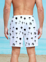 Coconut Tree Print Swim Trunks