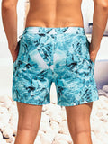 Patched Detail Drawstring Waist 2 In 1 Swim Trunks