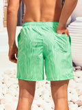 Striped Patched Waist Swim Trunks