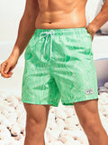 Striped Patched Waist Swim Trunks